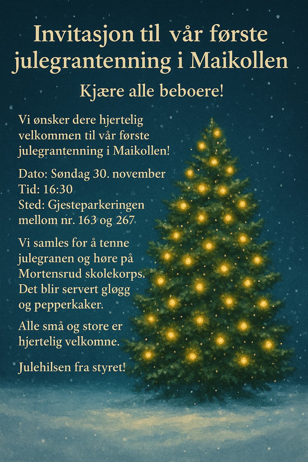 Julegrantenning søndag 30.11. Kl. 16:30!